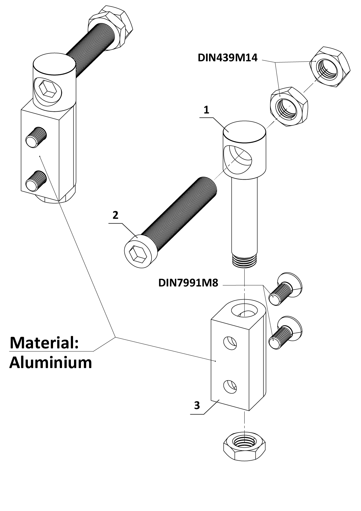 Verstellbares Scharnier zum Anschrauben, Edelstahl/Aluminium