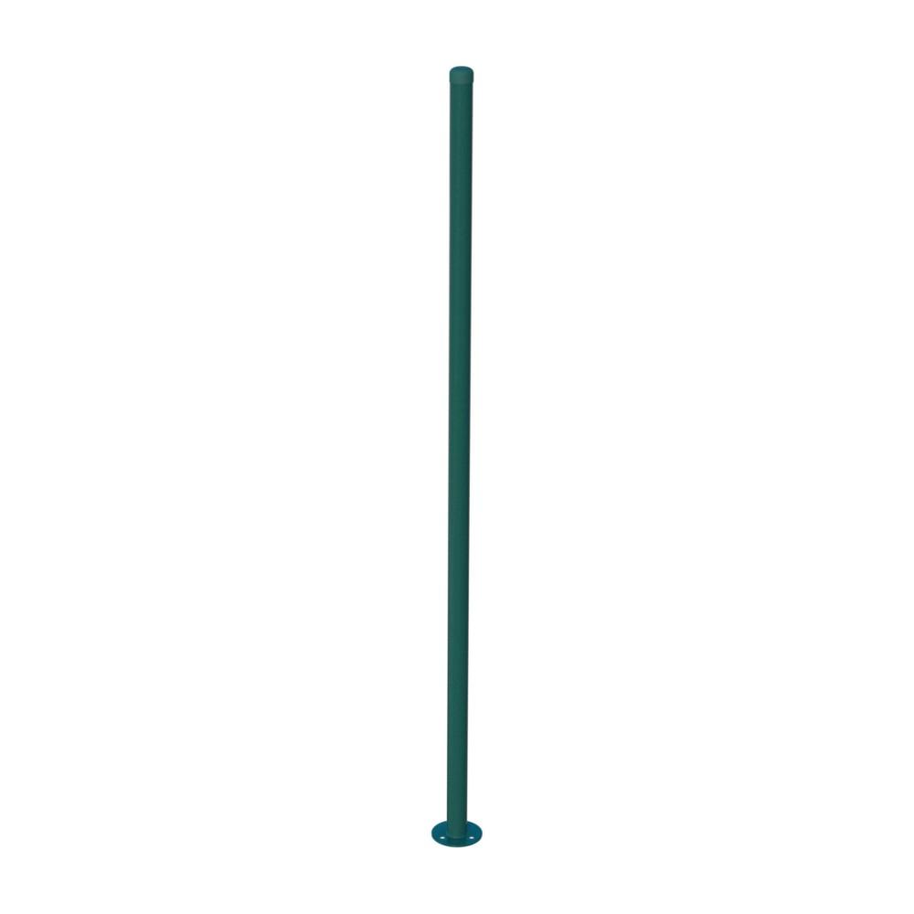 Verzinkter Pfosten D48mm mit Fußplatte und PVC-Kappe, 1800mm - Grün RAL 6005