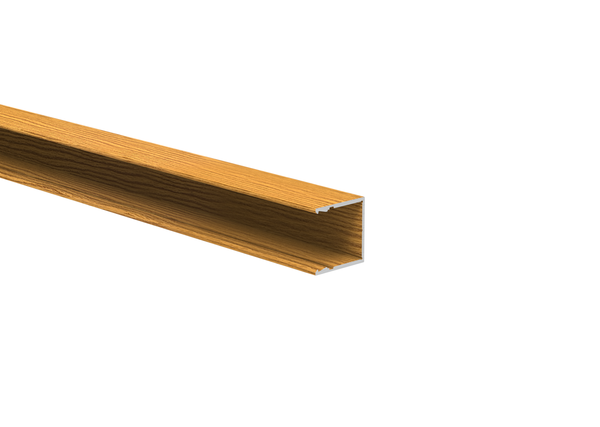 Aluminium-Zaunadapter für 20 mm Füllungen und Fassadensystem, 25 × 25 – 6,0 m – Holzdekor HELL EICHE – W02