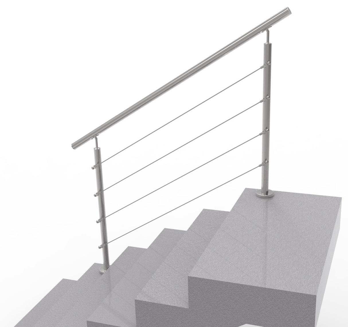 Seilgeländer - Edelstahl - Bodenmontage - steigend