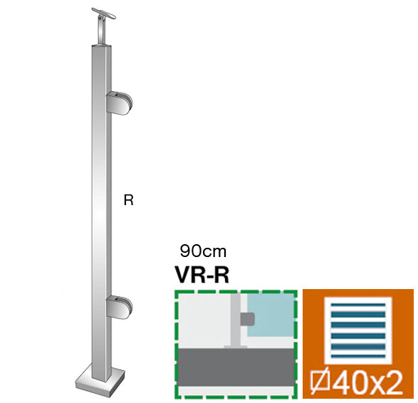 Pfosten, Oberverankerung - rechts - grade AISI304,