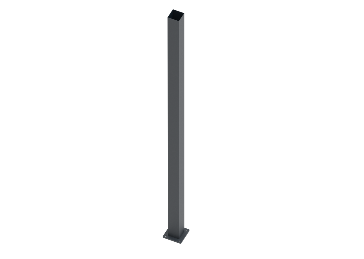 Edelstahlpfosten 80x80-2000, mit Ankerflansch, Anthrazit RAL 7016
