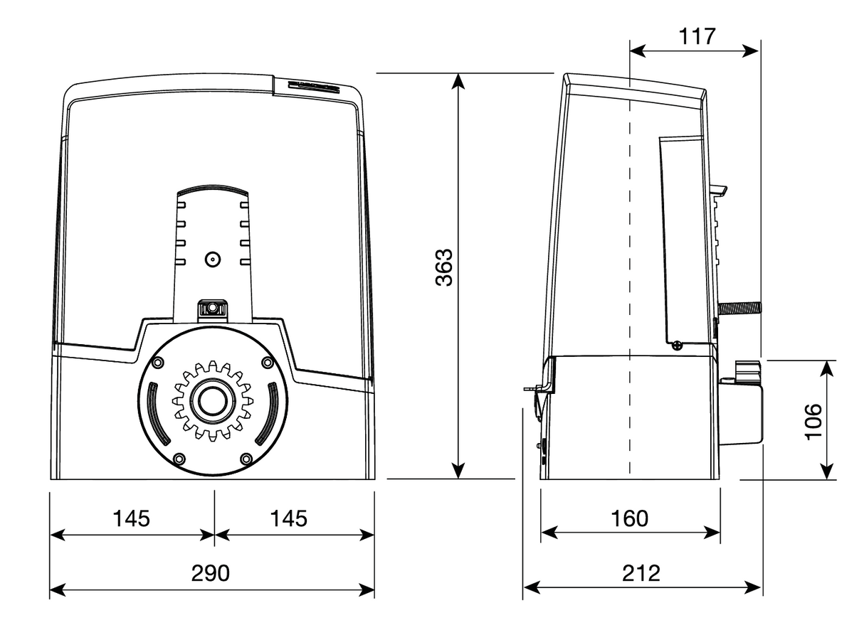 CAME Schiebetorantrieb, Set, max 400kg, 24V