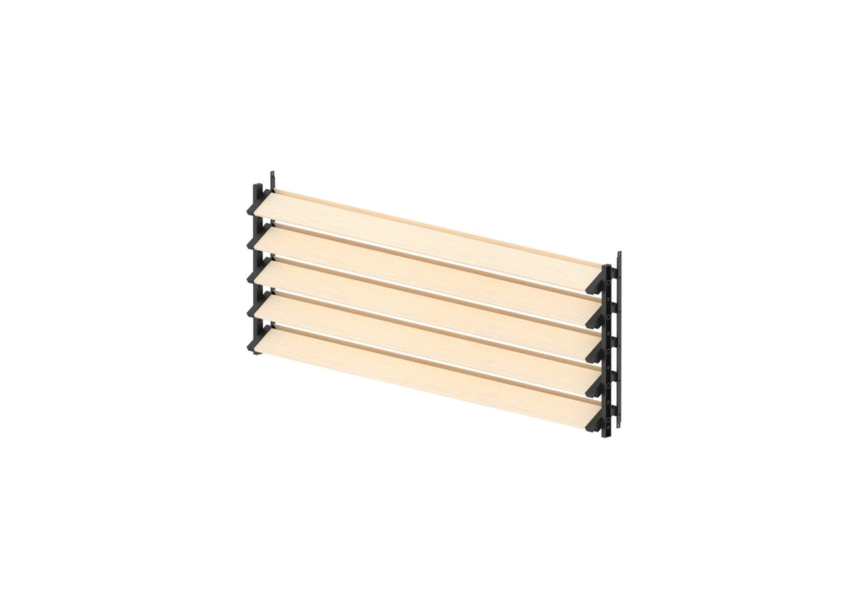 Set schwarzes Kunststoff-Horizontal-Kippsystem 0,44 m mit 1,2 m Kiefernholzfüllung 19x95
