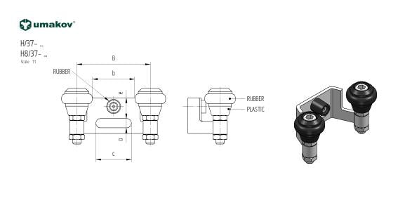 Upper end stop for cantilever gate, Inox, b60mm