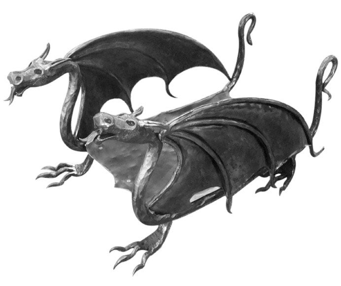 Buckelkorb - Drache h360, 670x400mm, Fe, warnish