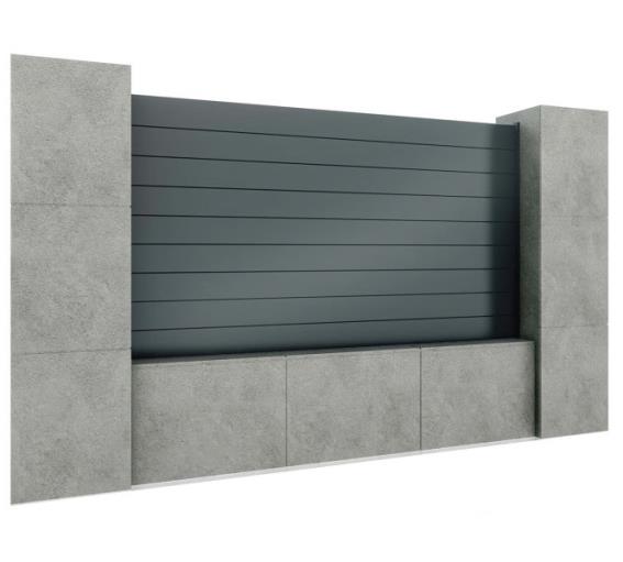 Aluminium Zaun-Set mit Vollfüllung 20x120, 1,2x2m