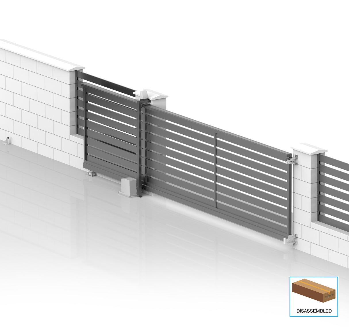 Aluminium-Selbsttragendes Schiebetor 6x2,125m mit Füllung 20x100 R7016