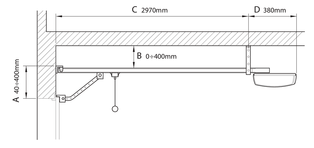 NICE Garagentorantrieb mit Führungsschiene kit