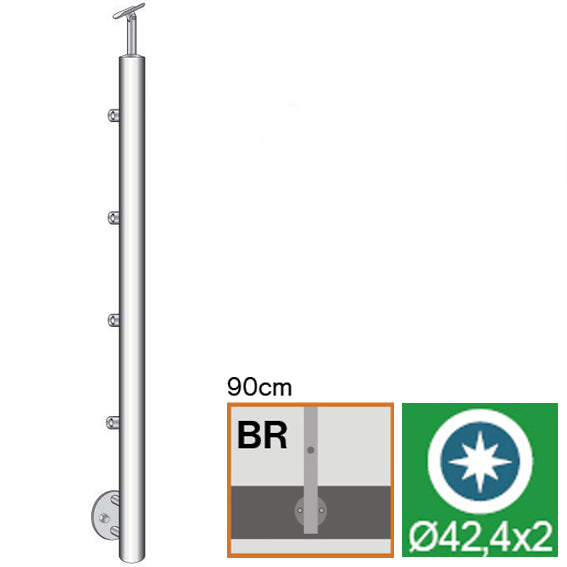 Pfosten, Seitenverankerung - grade AISI304, D42,4x