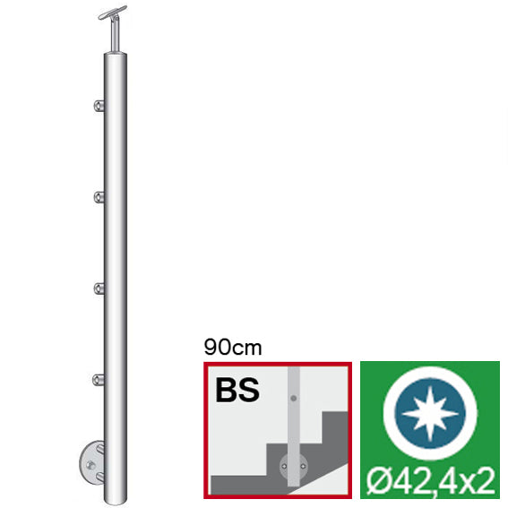 Pfosten, Seitenverankerung - auf Treppe AISI304, D