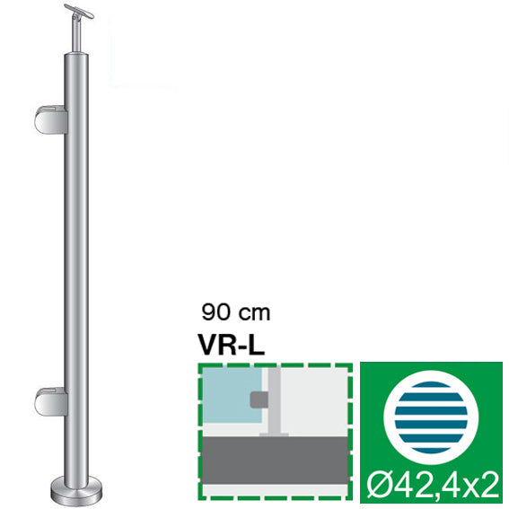 Eckfosten, Oberverankerung - links - grade AISI304