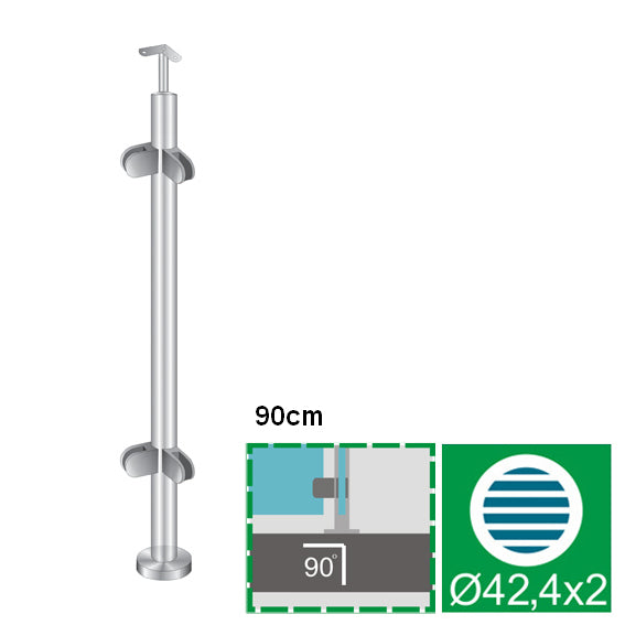 Stainless steel pole, VK-straight AISI304, D42,4/4