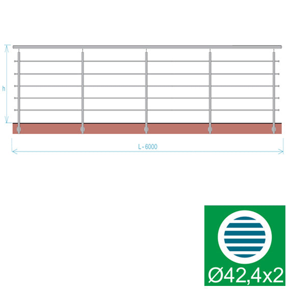 Edelstahlgeländer, AISI304, 6000x1000mm, BR
