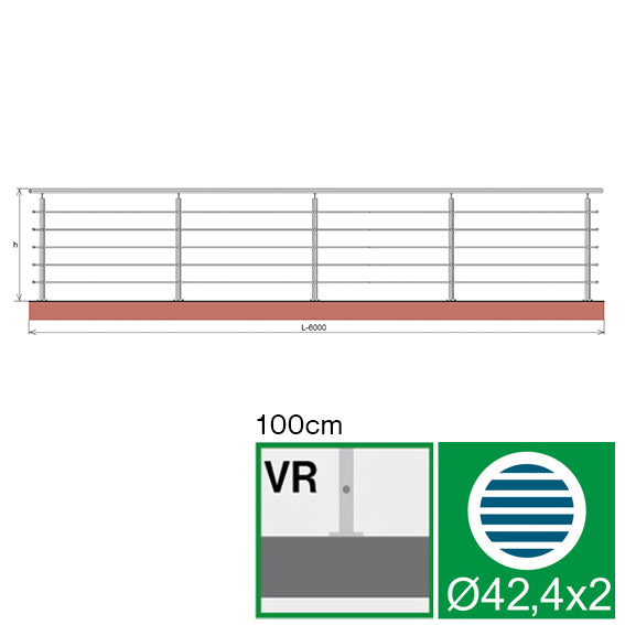 Edelstahlgeländer, AISI304, 6000x1000mm