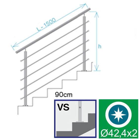 Relinggeländer - Edelstahl - Bodenmontage-steigend