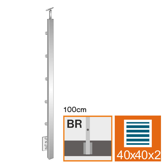 Pfosten, Seitenverankerung - grade AISI304, 40x40x