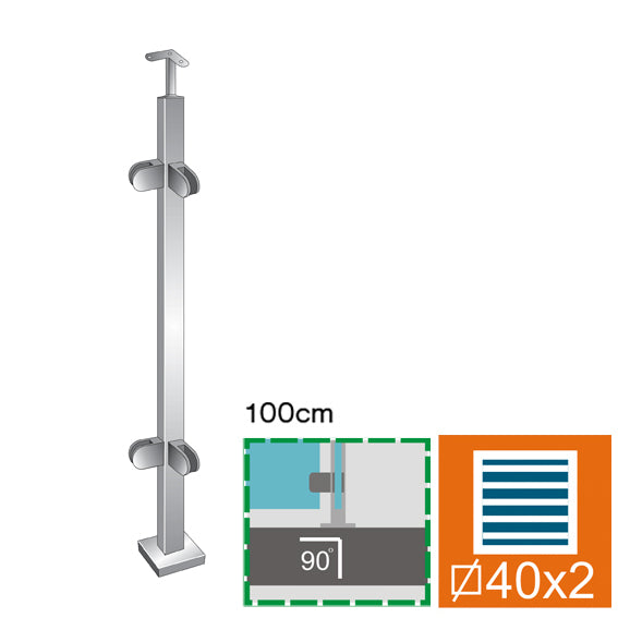 Pfosten, Oberverankerung - beidseitig 90° - grade
