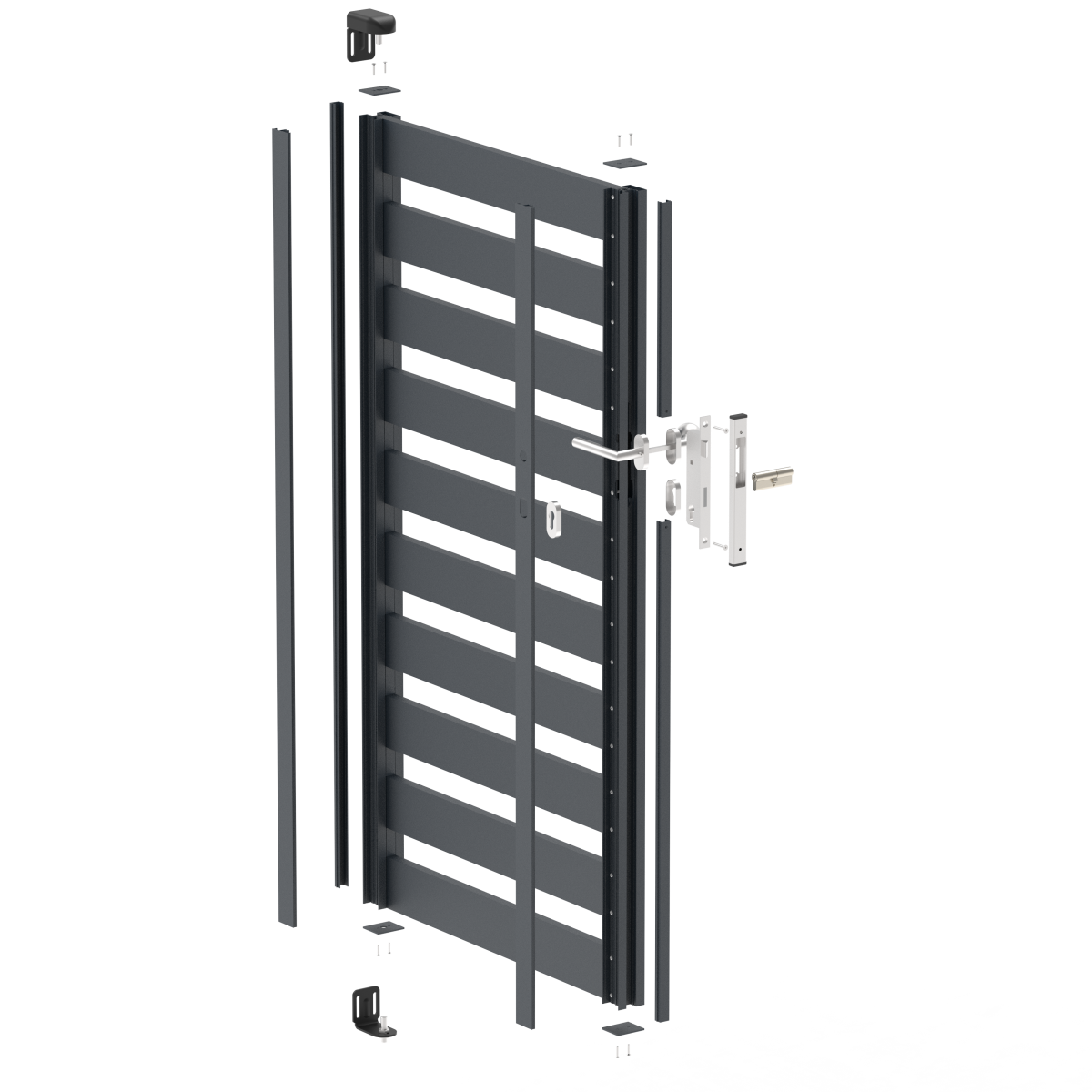 Einflügeliges Tor 1,025x1,50m mit Füllung 20x100 R7016 - Set