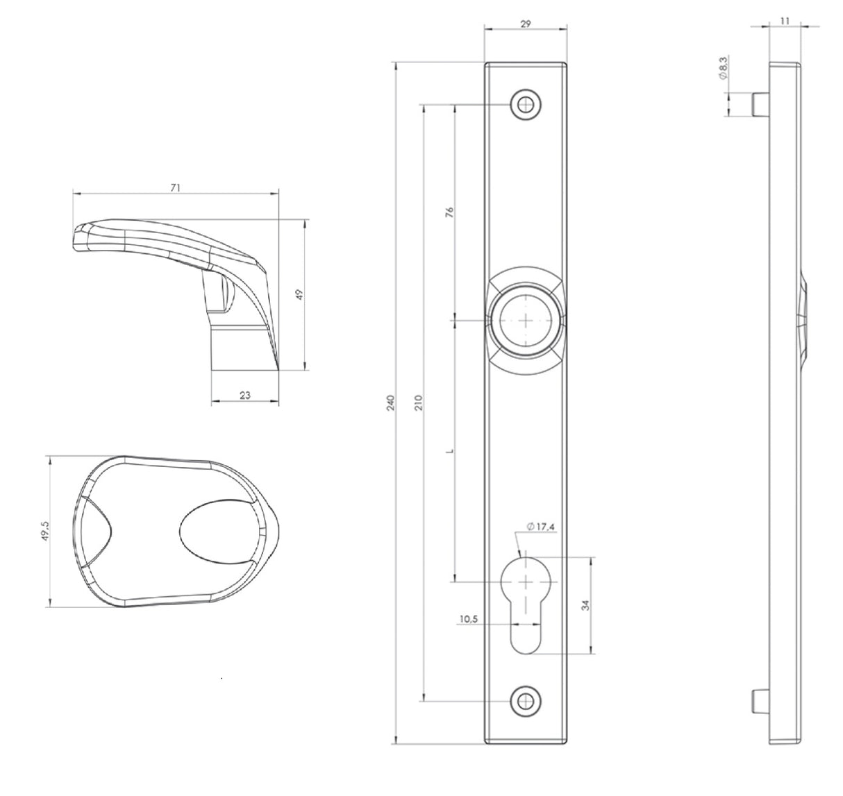 Handgriff - Handgriff mit den Schildern, AL profi