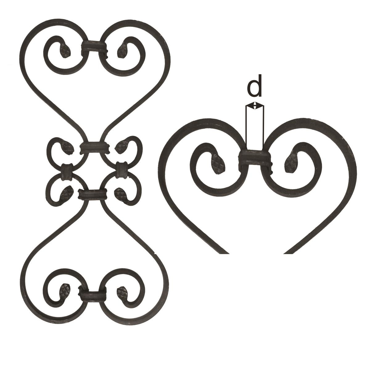 Zierornament 410x200, 12x6, d12x12mm