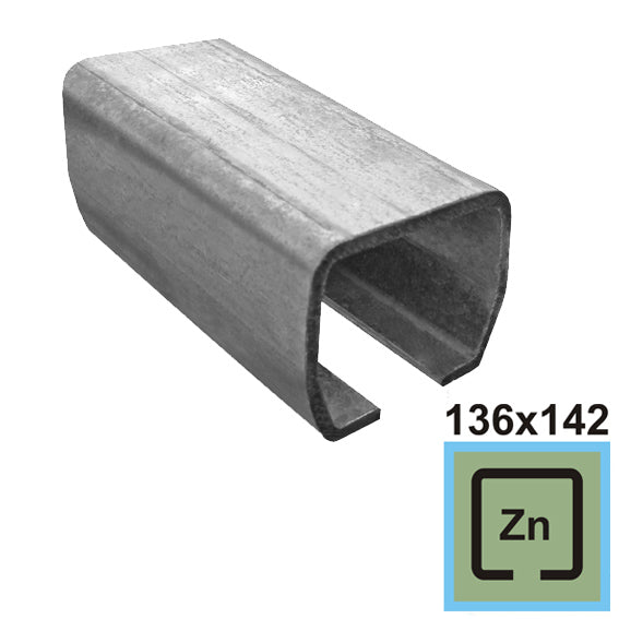 Eisenlaufschiene Zn, 136x142x6mm, L6m