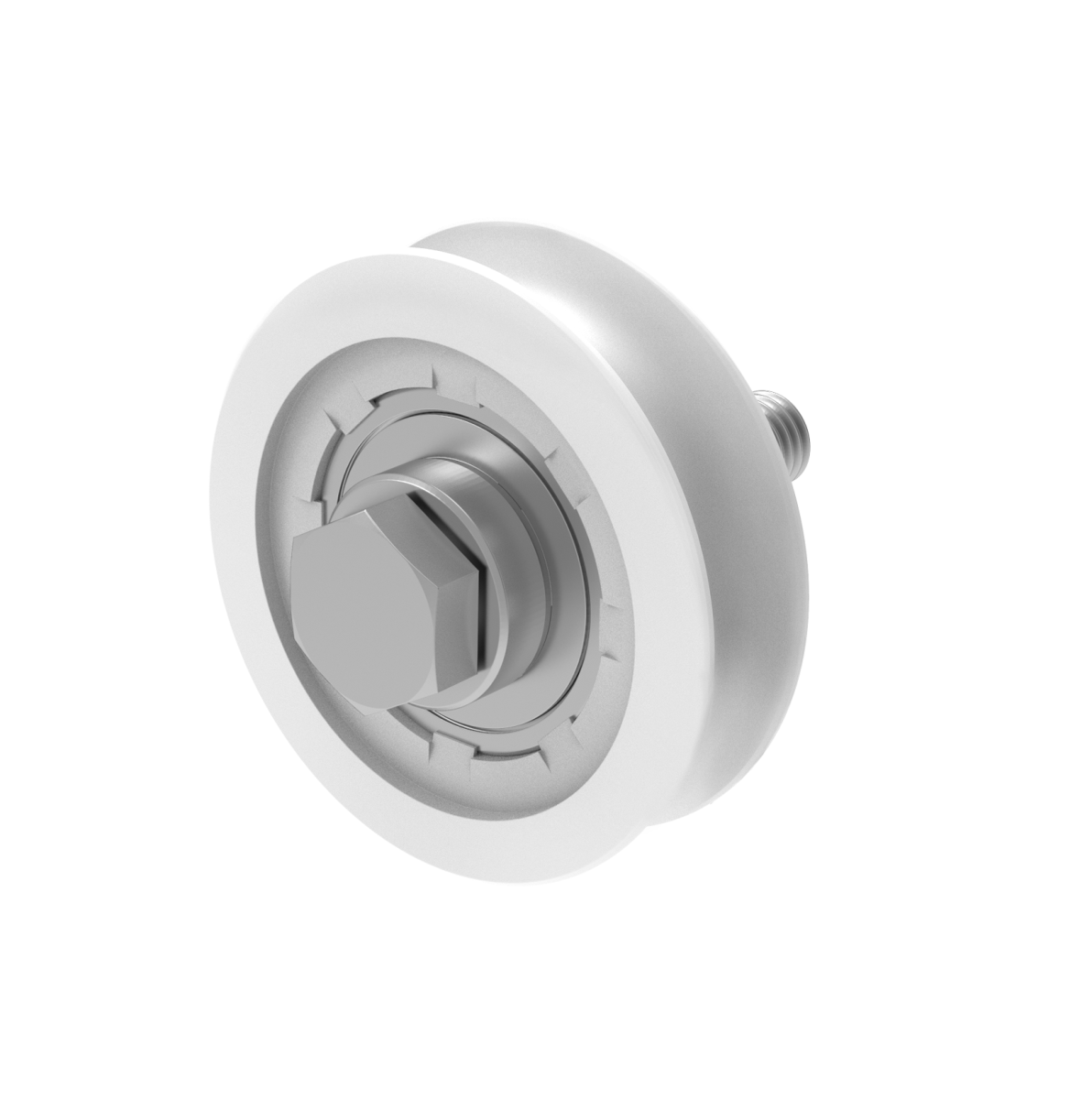 Laufrolle mit „U“ profil mit stütze und lager, INOX / NYLON, D80