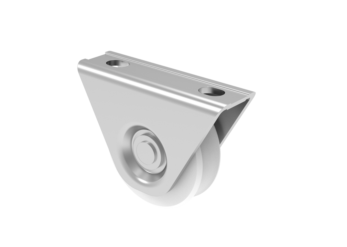 Laufrolle mit „V“ profil mit stütze und lager, INOX / NYLON, D80