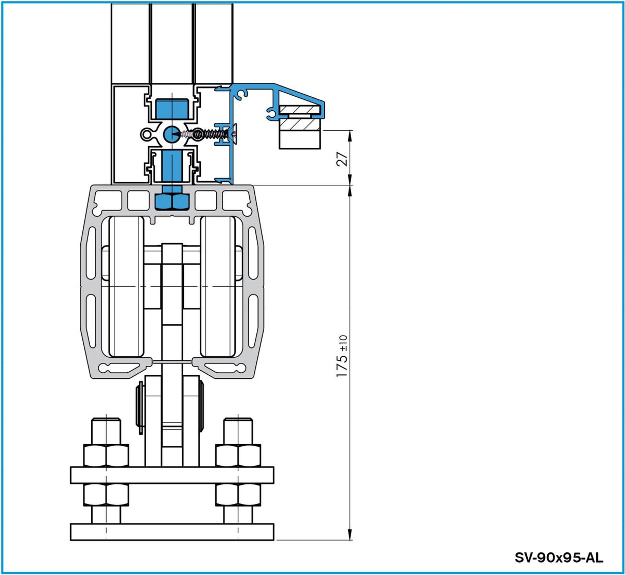 Führungsprofil AL 90x95mm, L6m, RAL7016