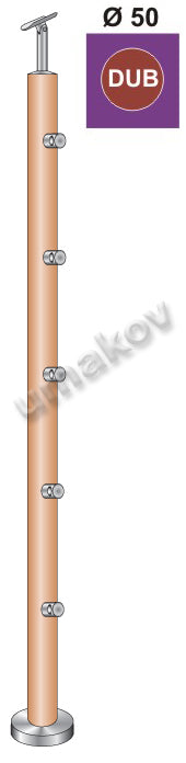 Pfosten, Eiche DUB (OAK) D50mm, 5xd12mm, v=100 cm,