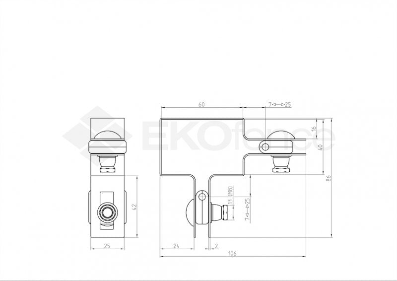Eckhalterung für Pfosten ZnPVC 60x40mm schwarz M