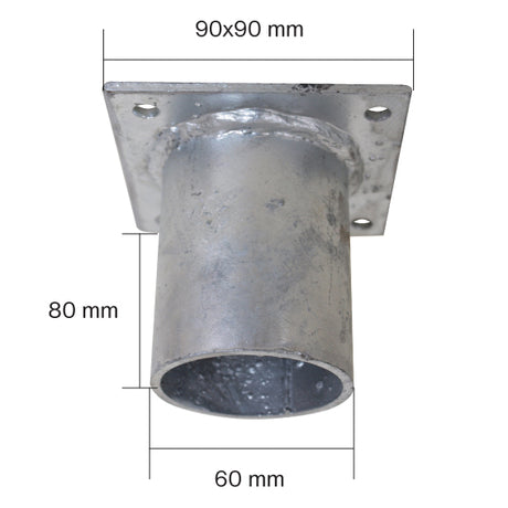 Nadstavec na zemnú skrutku plochý Zn 90x90x60mm