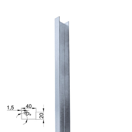Stahllamelle Zn 20x40x2000mm "U"