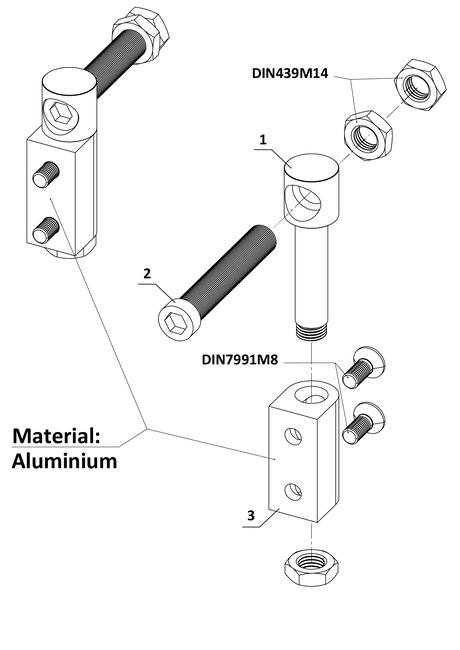 Verstellbares Scharnier zum Anschrauben, Edelstahl/Aluminium