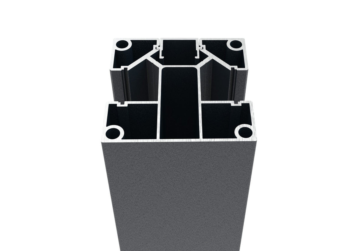 Set aus Aluminium-Zaunpfosten 70 × 70 mm – 2,0 m – Anthrazit RAL 7016 – für Füllungen 20 mm breit (Latten, Lamellen usw.