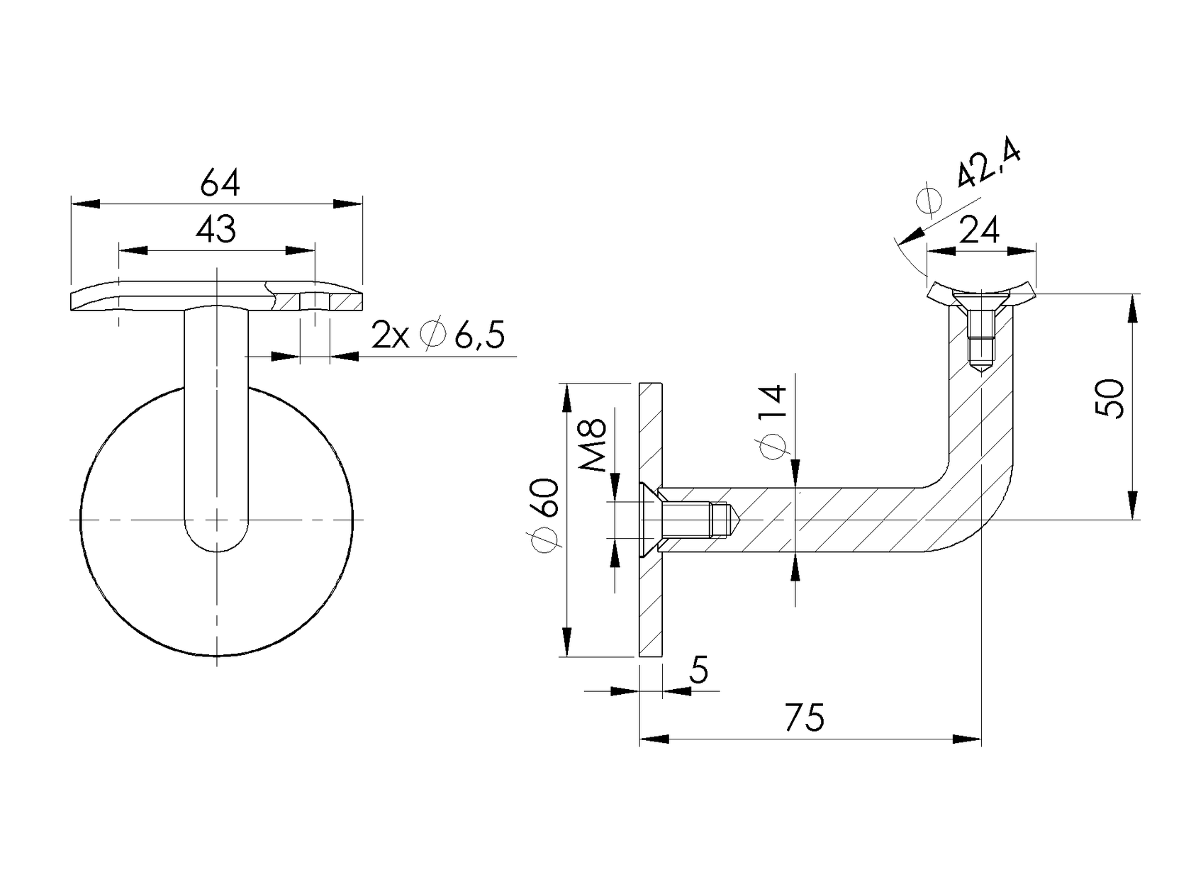 Handlaufhalter an die Wand