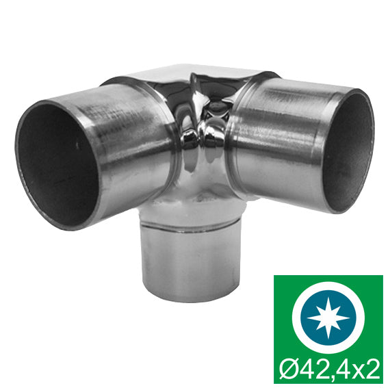 Eckverbinder 90° mit Abgang AISI304, D42,4x2mm/90°
