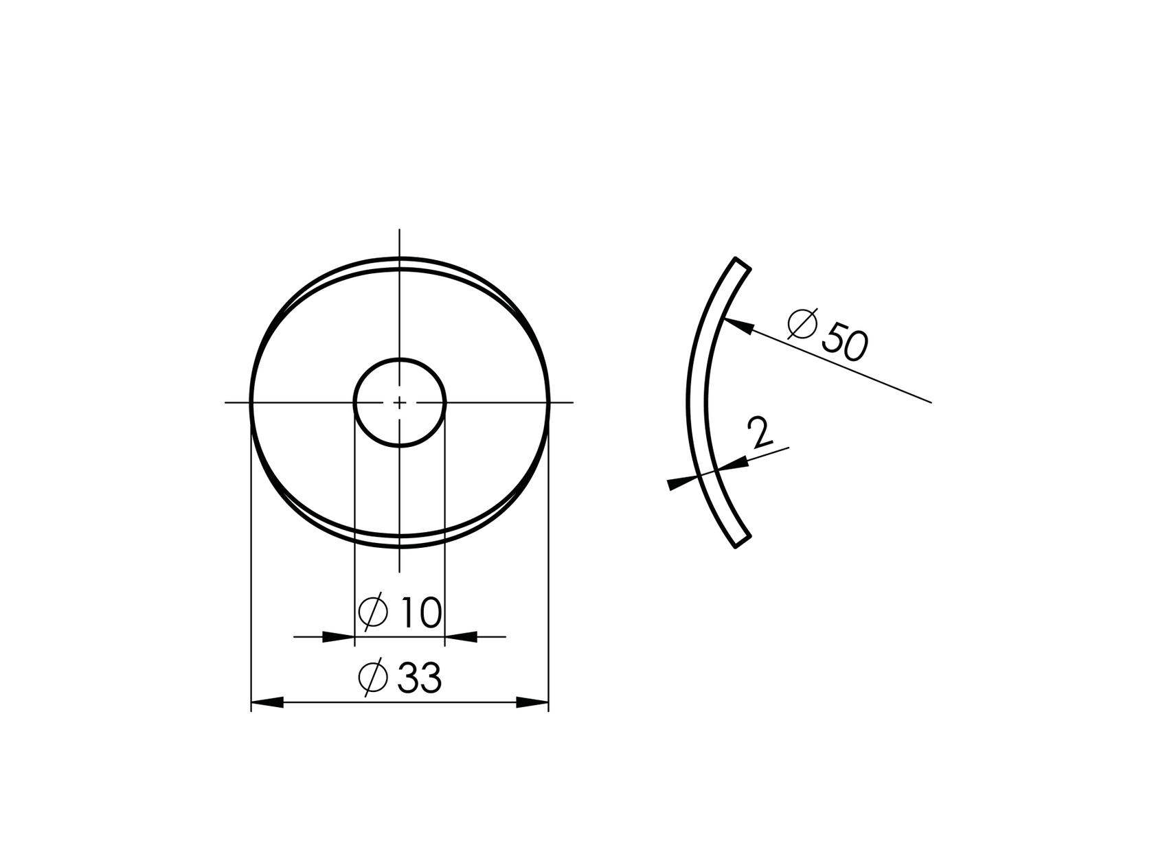 Edelstahl Radius Unterlegscheibe