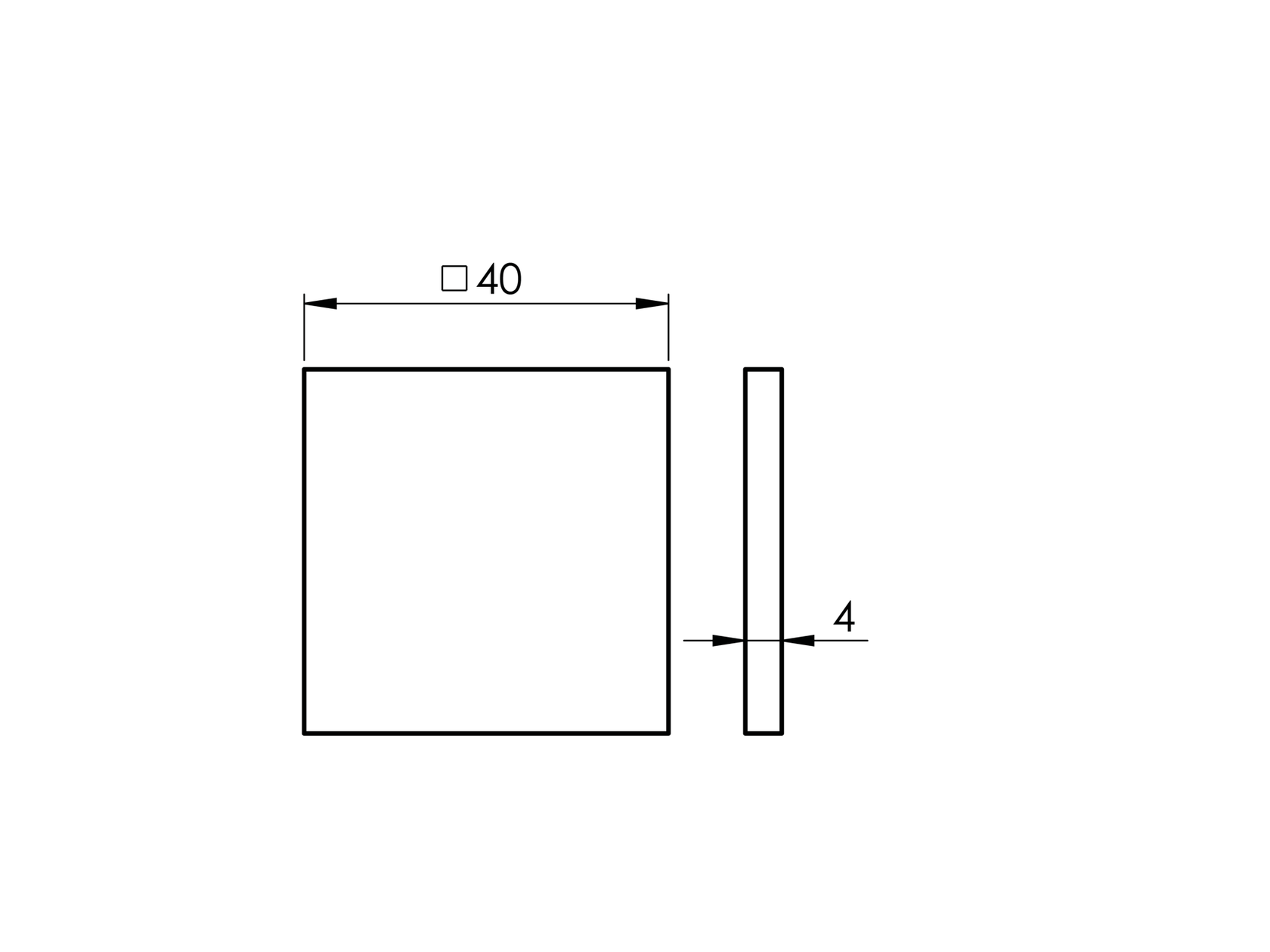 Endkappe für Handlauf - Flansch AISI304, 40x40mm,