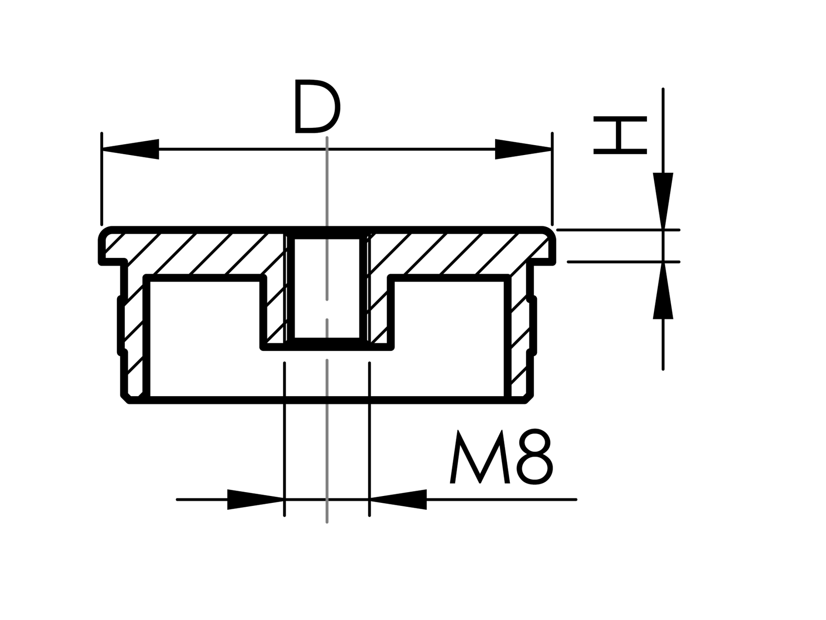 Endkappe mit Gewinde - flach