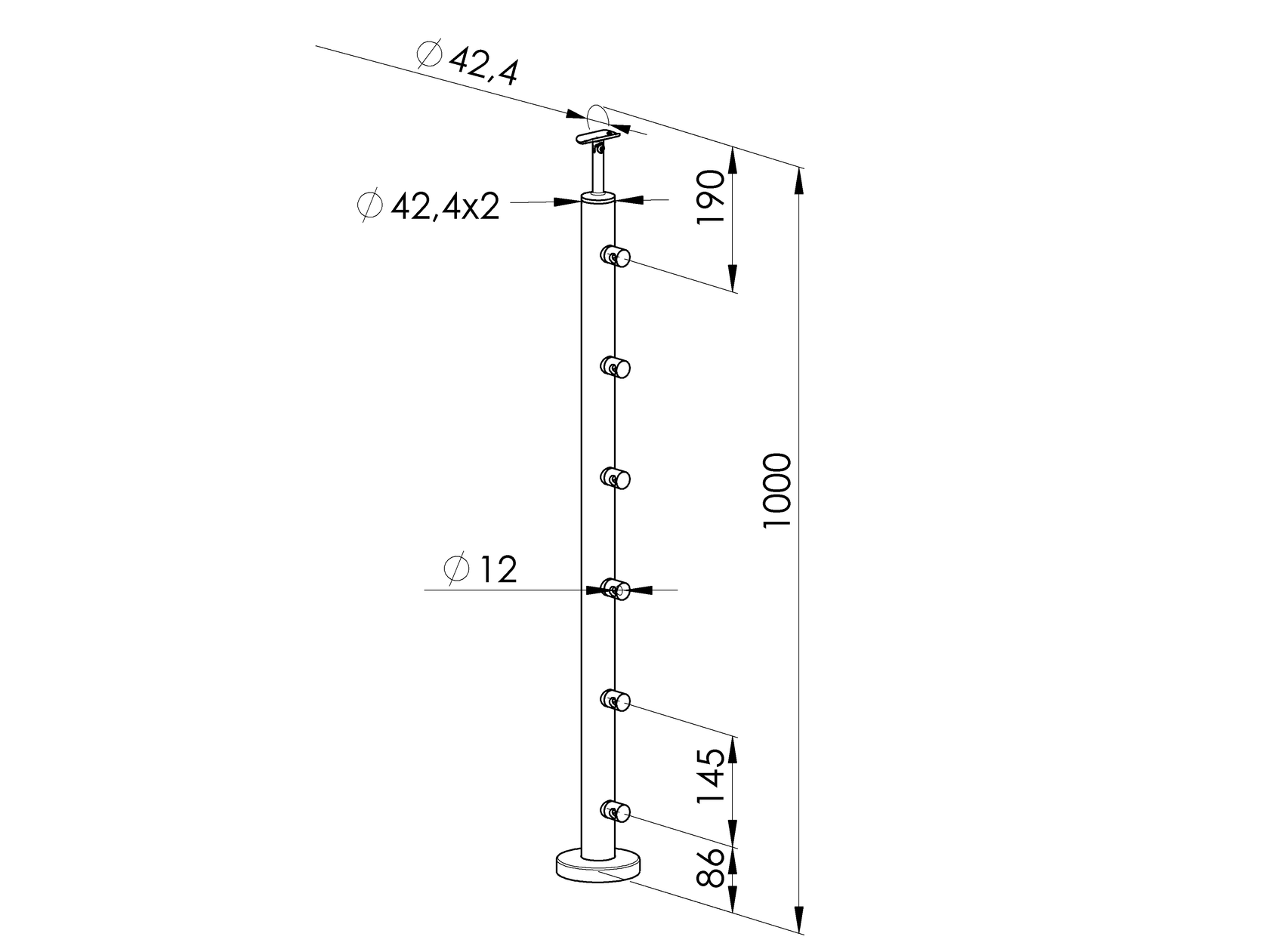Pfosten, Oberverankerung - grade