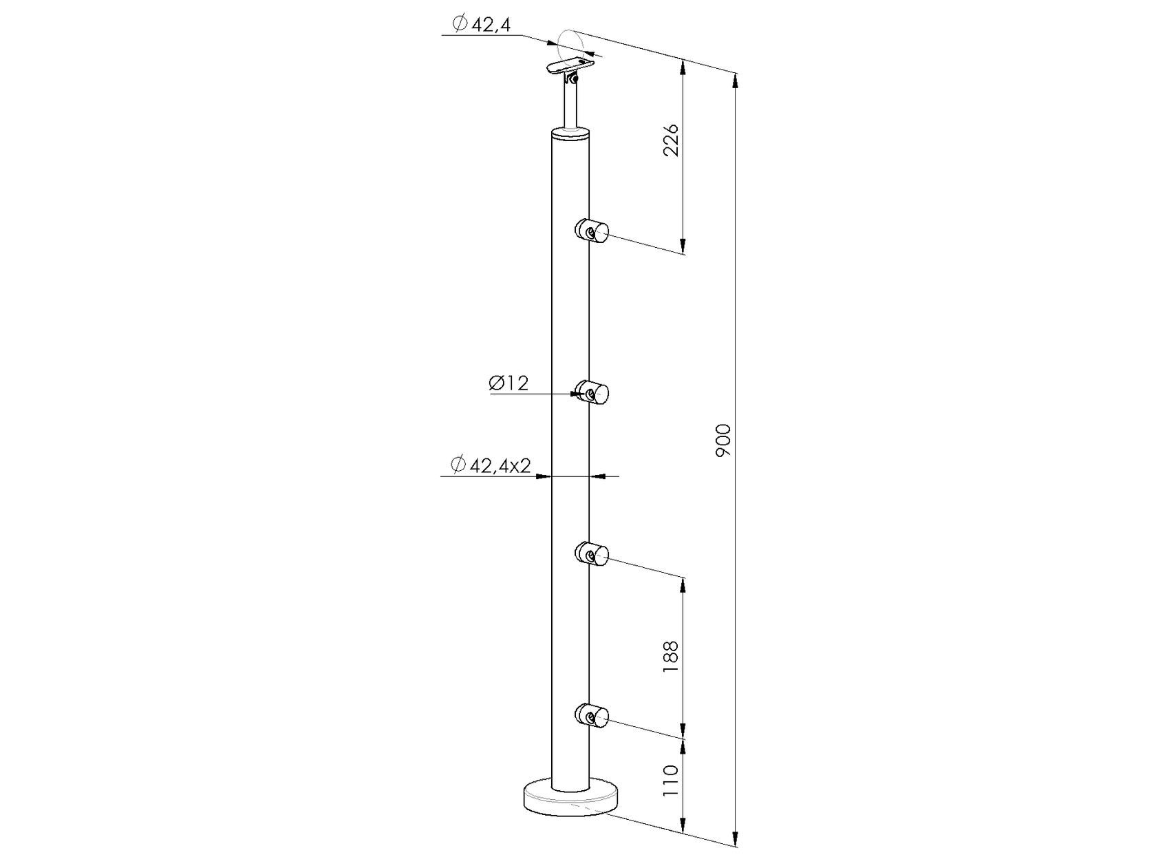 Pfosten, Oberverankerung - grade