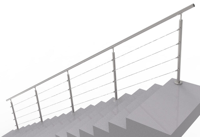 Seilgeländer - Edelstahl - Bodenmontage - steigend