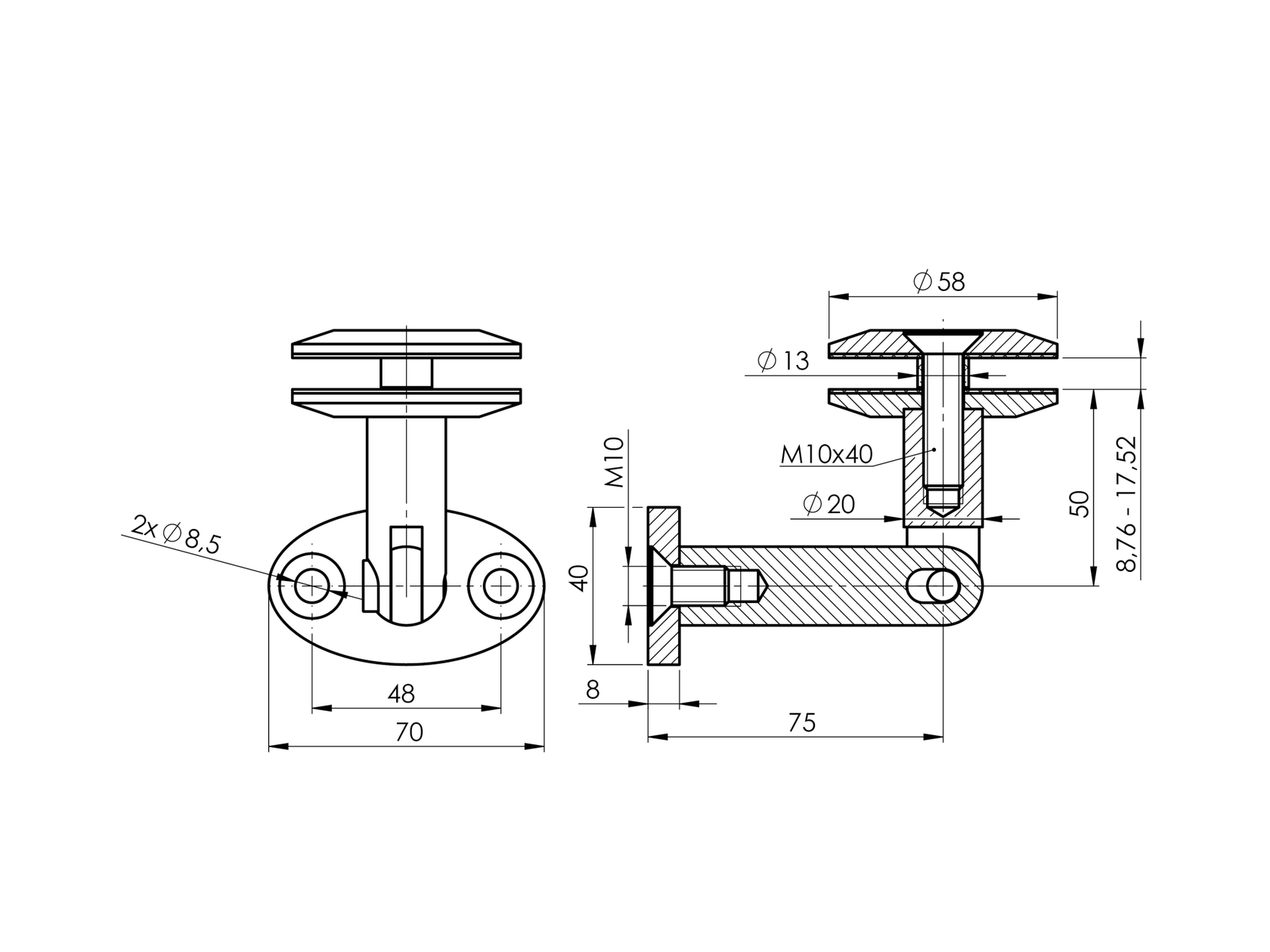 Untere Verankerung für Vordachsystem