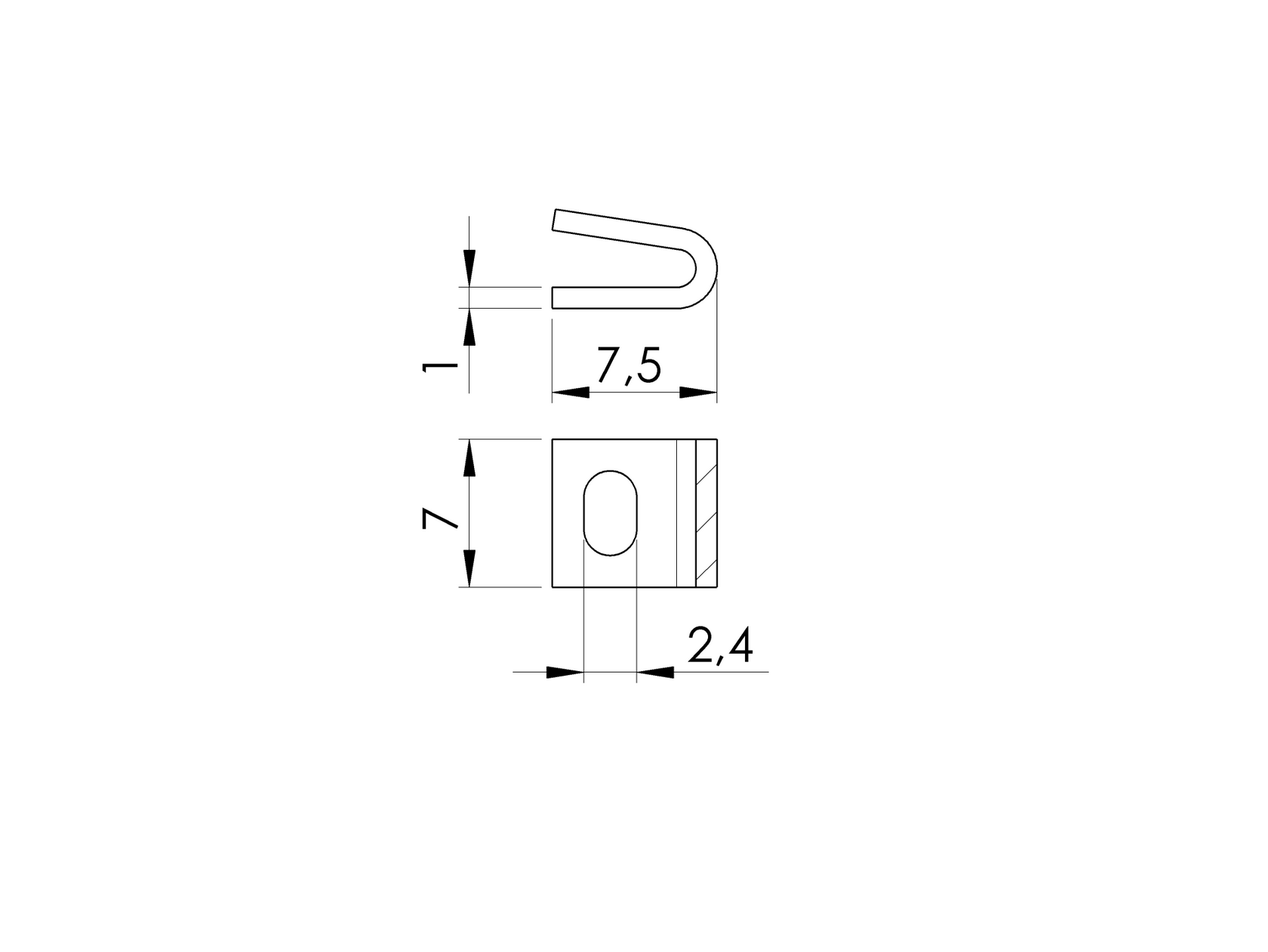 Edelstahlclip in "U"-Form