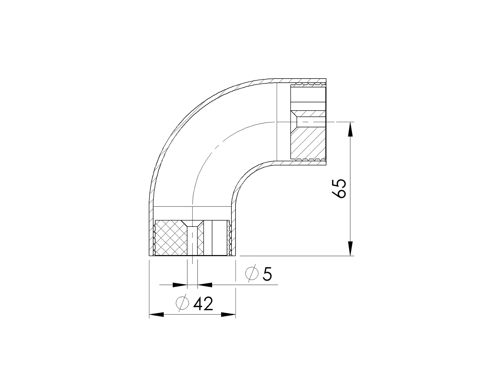 Verbindungsstück für Holzhandlauf - Winkel 90°