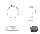 Endkappe für ALU profile - schwarz, PVC, D33mm