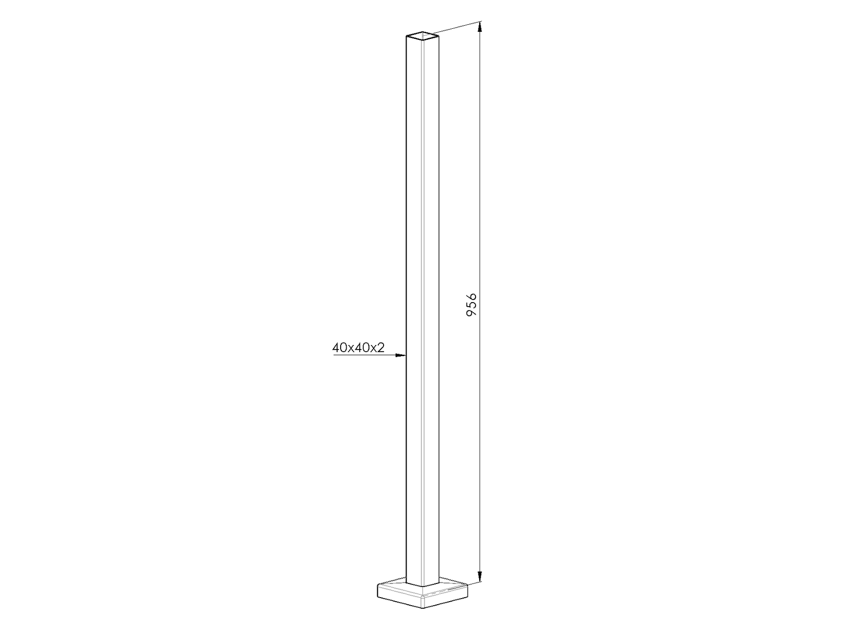 Stĺpik antikor, VK-rovné AISI304, 40x40/H1000mm