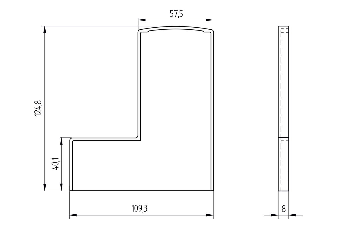 Záslepka pre profil AL/0006-ECO-6000-R7016 + kryciu lištu