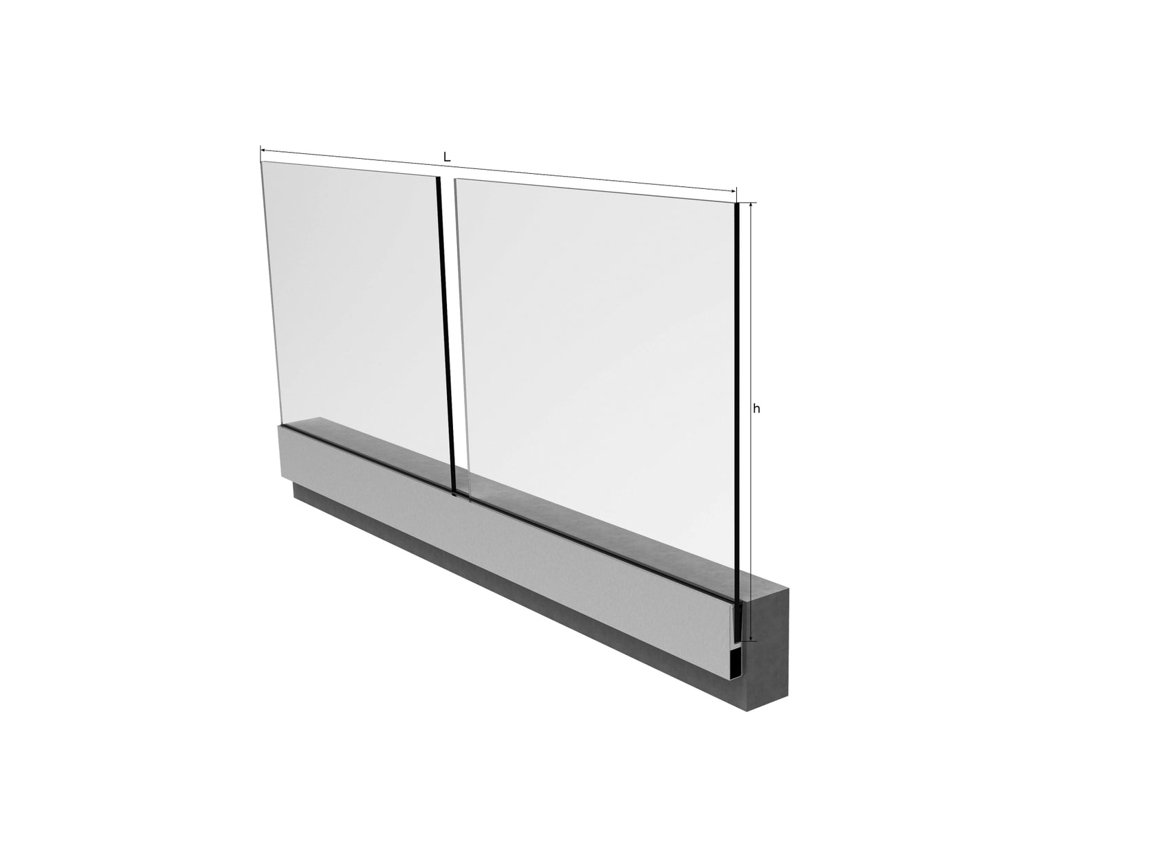 Alluminiumprofil für Glasgeländer AL/16,76/H1000/L